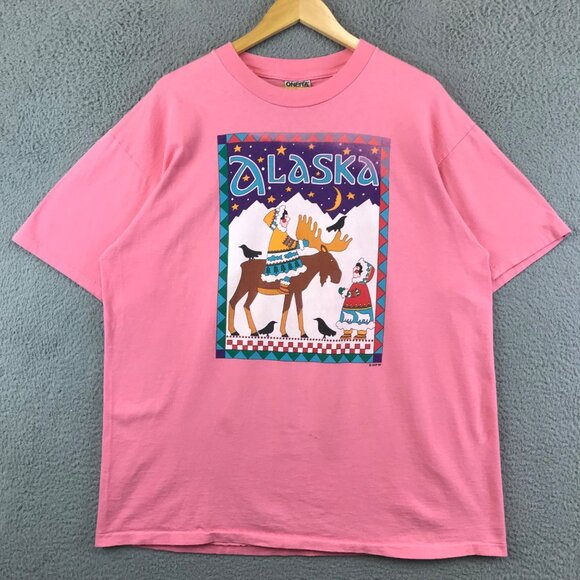 Vintage 90s Native American Art Alaska T-Shirt Single Stitch Eskimo sz XL - Picture 1 of 9